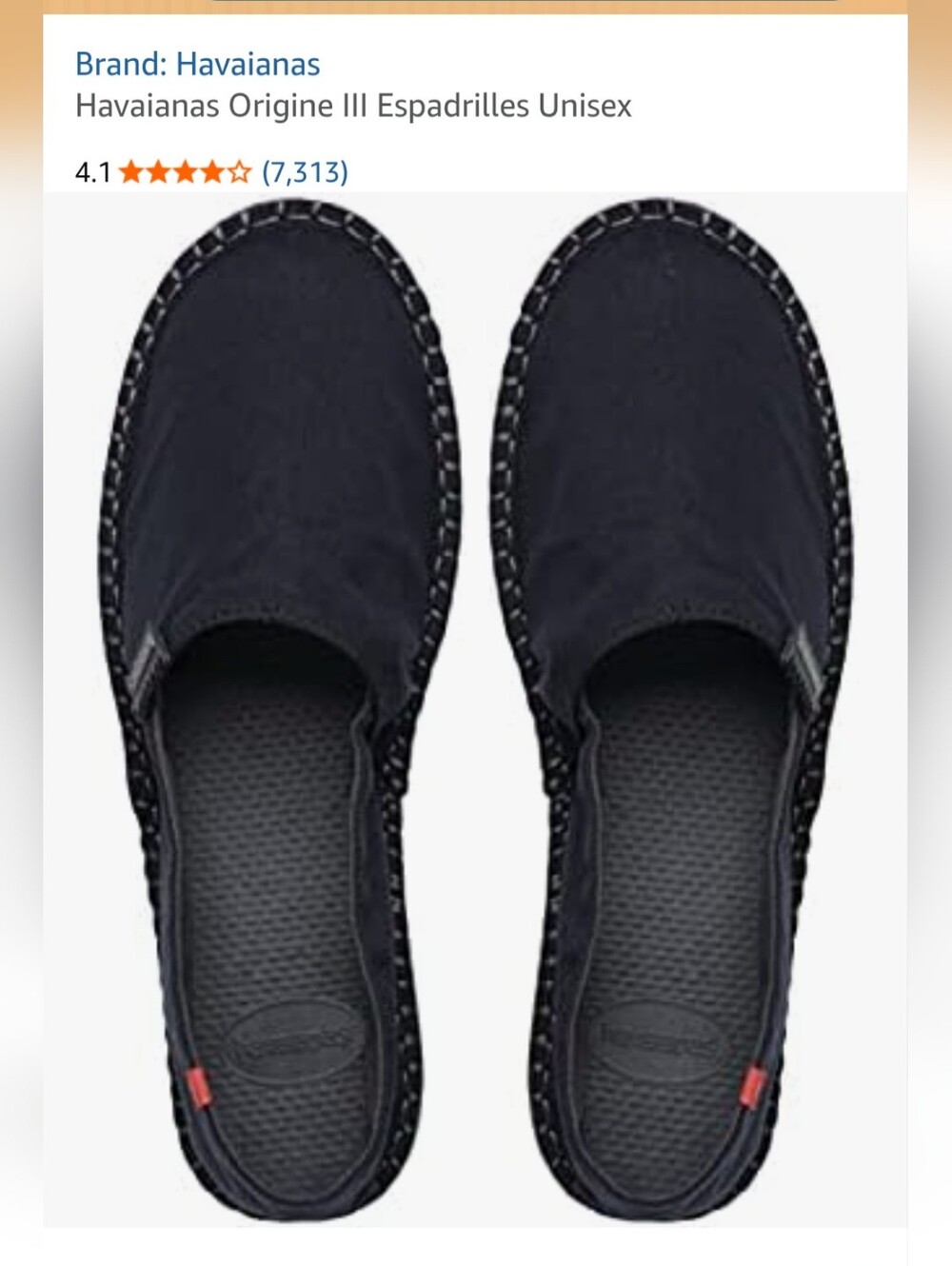 Havaianas Unisex Black Slip-On Espadrille Loafers with Red Tab 9W/8M